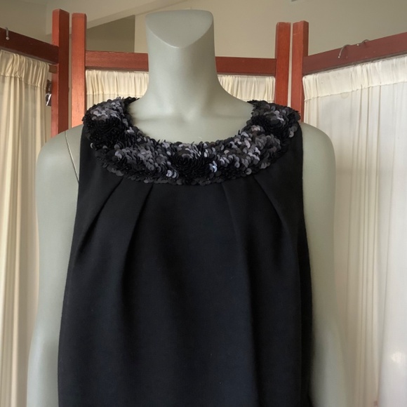 Talbots Black Sleeveless Dress Wool Blend With Beaded Neckline Size 18W - Picture 3 of 8